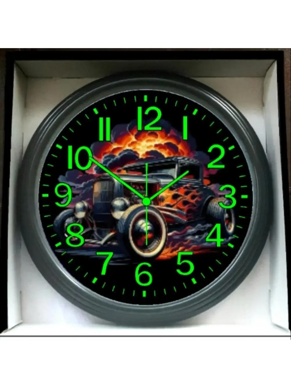 Hot Rod Street Rod Rat Rod Glow In The Dark Wall Clock New!